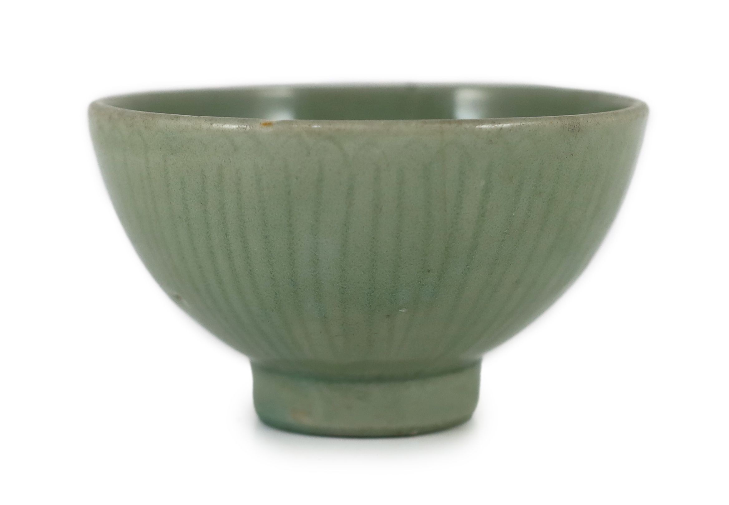 A Chinese Longquan celadon ‘Gu Shi’ bowl, 15th century, 13.8cm diameter, hairline crack
